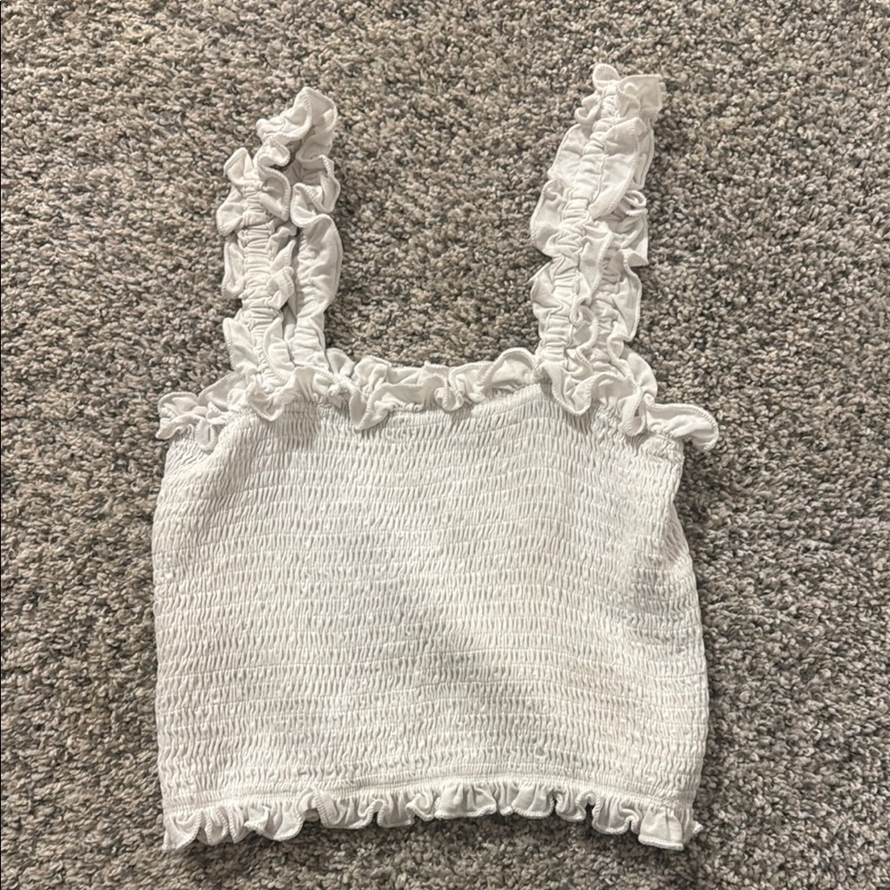 White Ruffled Women's Top